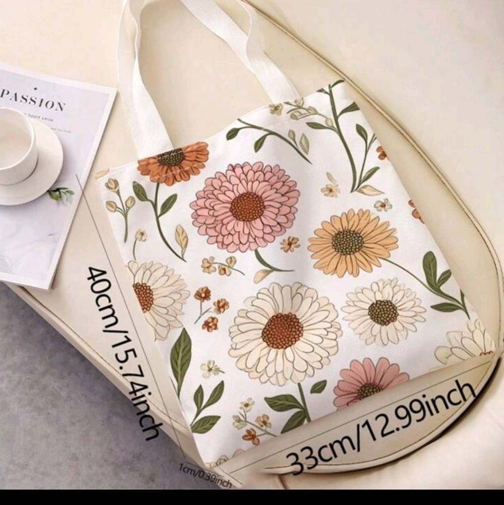 Floral PRINT CANVAS TOTE BAG - Picture 5 of 5